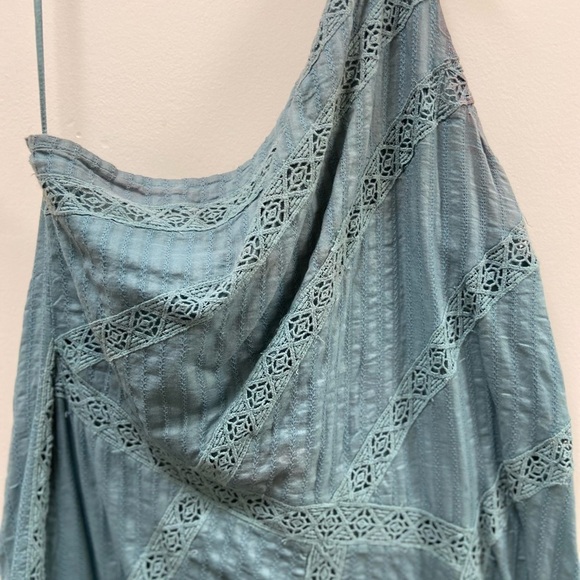 Free People Bella one shoulder Maxi dress teal full skirt - Picture 9 of 9